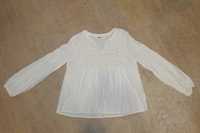 Koszula biała z długim rękawem i koronką; r.146;10-11l; H&M