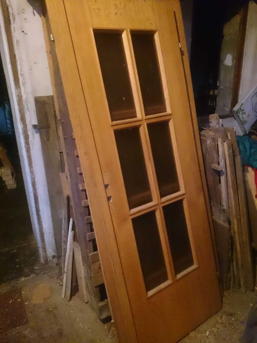 drzwi z szybami prawe lewe podwojne 70 80 4 sztuki