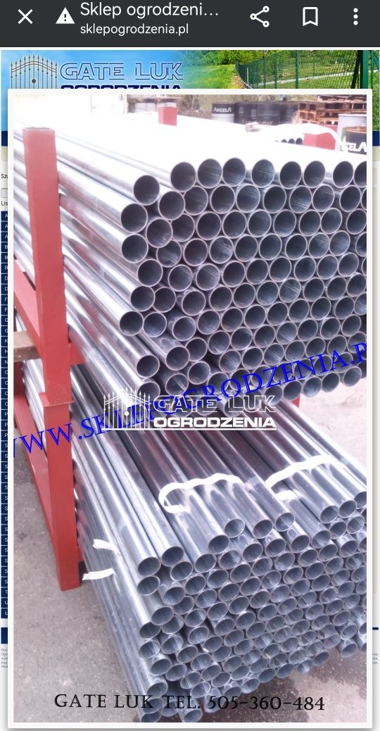 Słupek rura fi42 1,5mm 230cm ocynk, rurka słupek do siatki
