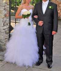 Suknia ślubna wiązana roz.36 38 40 + halka, welon, bolerko, buty