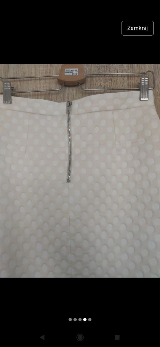 Spódnica spódniczka kremowa piankowa w groszki Topshop M mini