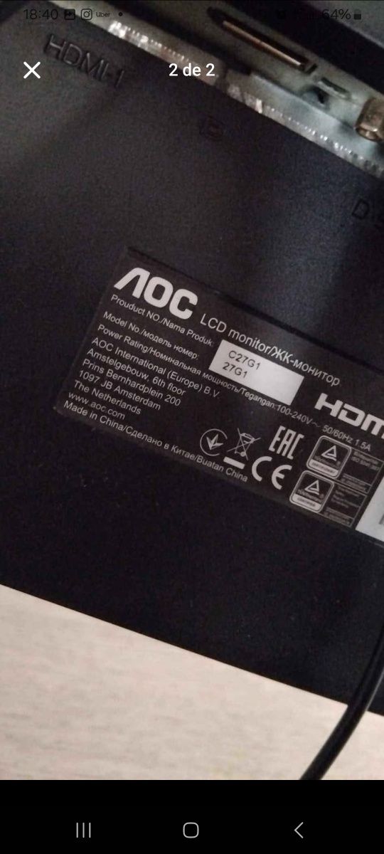 Ecrã AOC 28polegadas