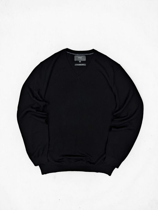 M&S czarny sweter 100% wełna merynosa merino XL