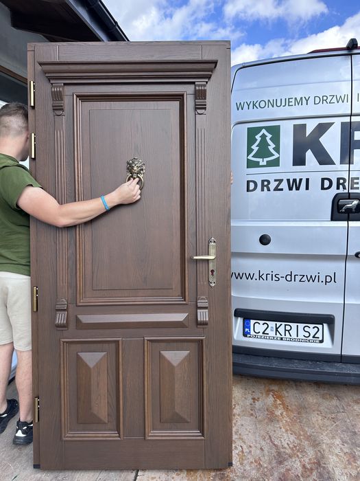 Drzwi zewnętrzne drewniane OD RĘKI dębowe dostawa montaż cała Polska