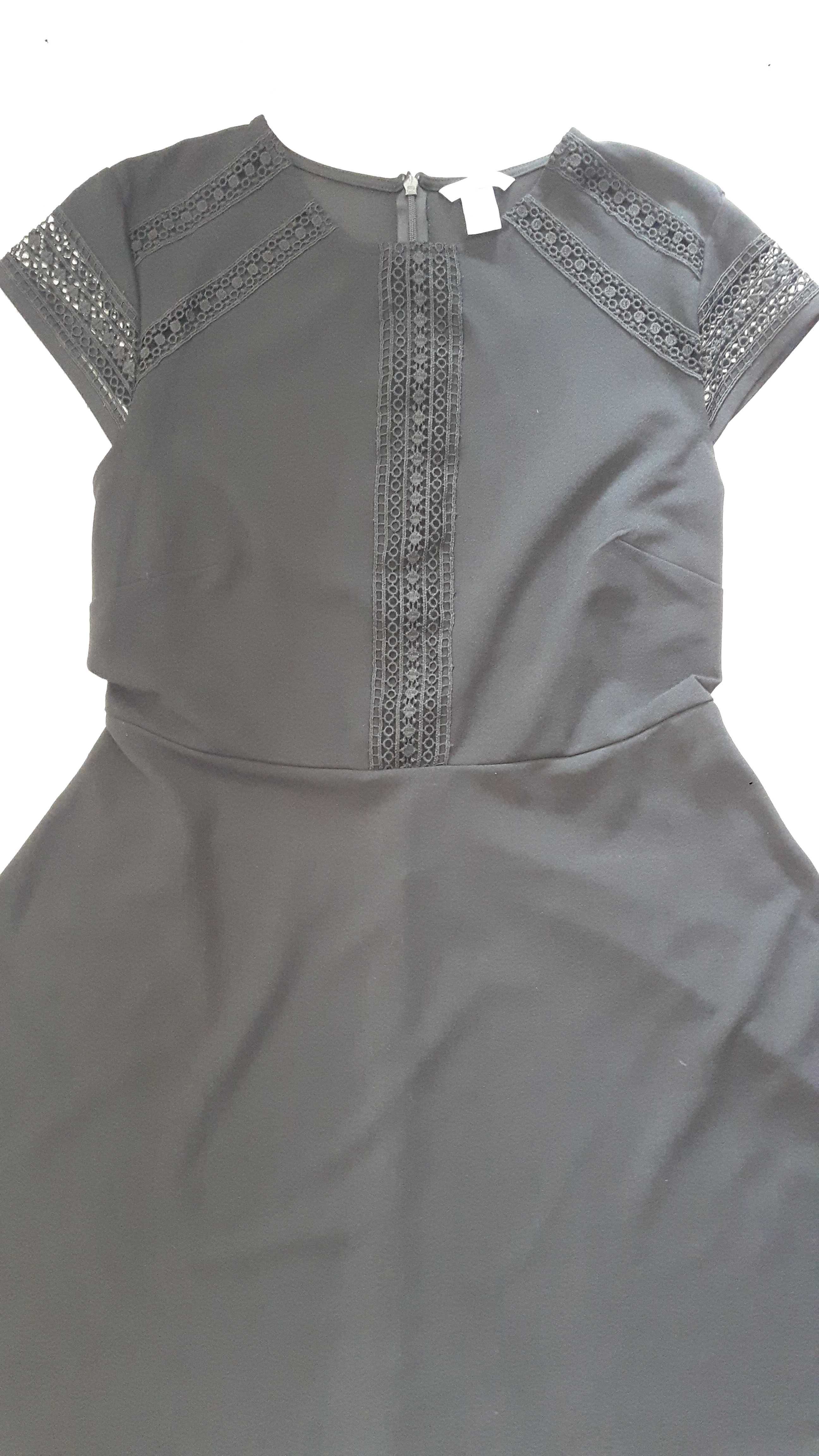 Sukienka nowa H&M czarna z haftem, r. L