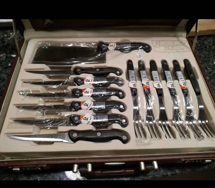 Solingen stainless steel kitchen and steak knife set in briefcase
