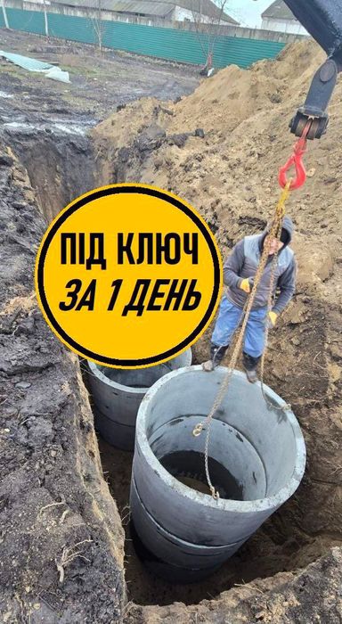 Монтаж каналізації та септика з кілець без передплати 10/15/21 куб.