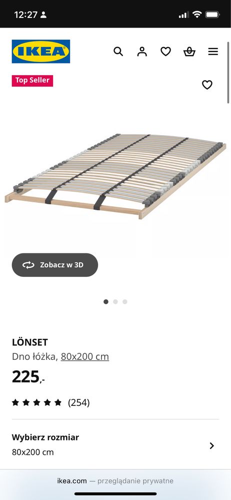 Łóżko pojedyńcze jedynka   Stelaż do łóżka ikea 80 cm dno łóżka lonset