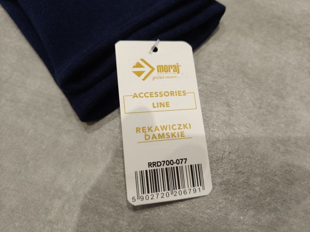 Damskie granatowe rękawiczki, nowe z metką