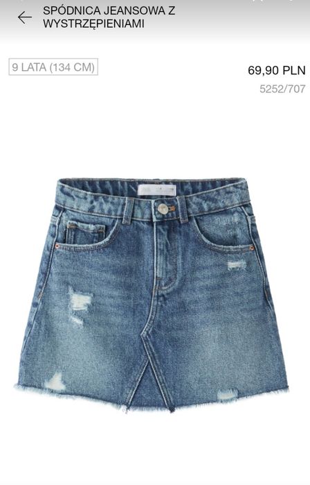 Spódnica dziewczęca jeansowa zara