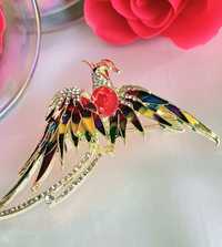 Broszka Egzotyczny ptak wysadzany kryształami