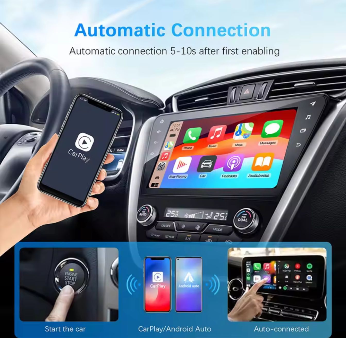 Adapter MINI do bezprzewodowego Android auto CarPlay nowość 2025!