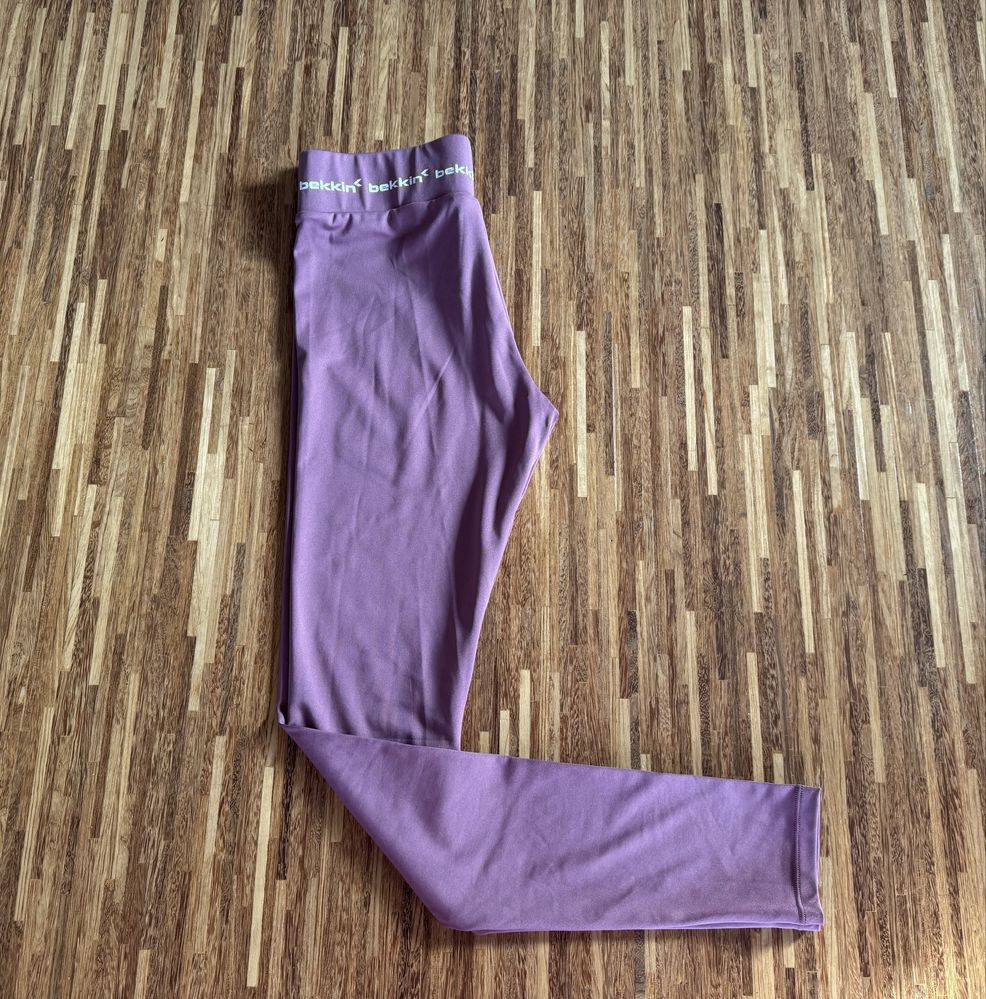 Legginsy sportowe Bekkin jak nowe S-L rôżowe wygodne logowane