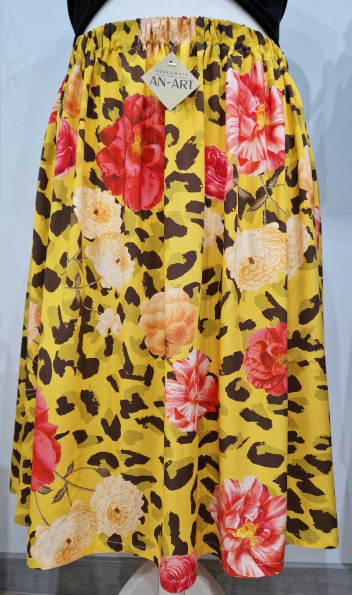 Spódnica damska panterka w kwiaty, 2XL/3XL