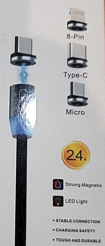 Кабель USB з магнітними насадками type-c, micro USB, iPhone.