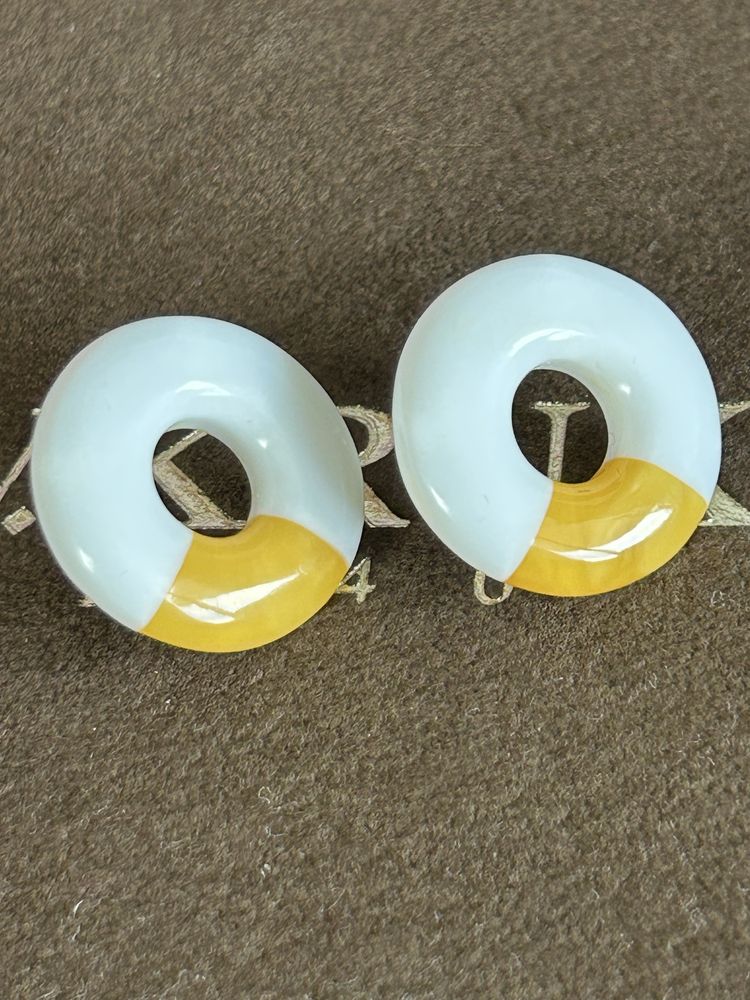 Kolczyki White Amber W. Kruk z bursztynem