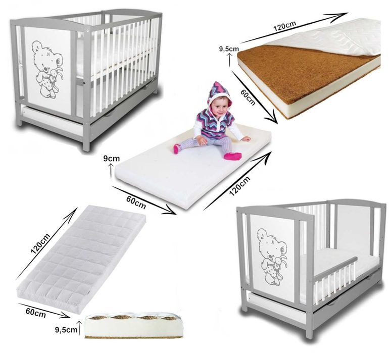 Łóżeczko dziecięce z barierką szuflada wysyłka gratis opcja materac