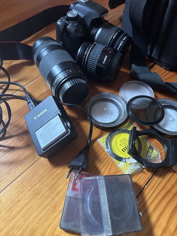 Canon eos 500D e Canon 1000FN com 3 lentes e acessorios