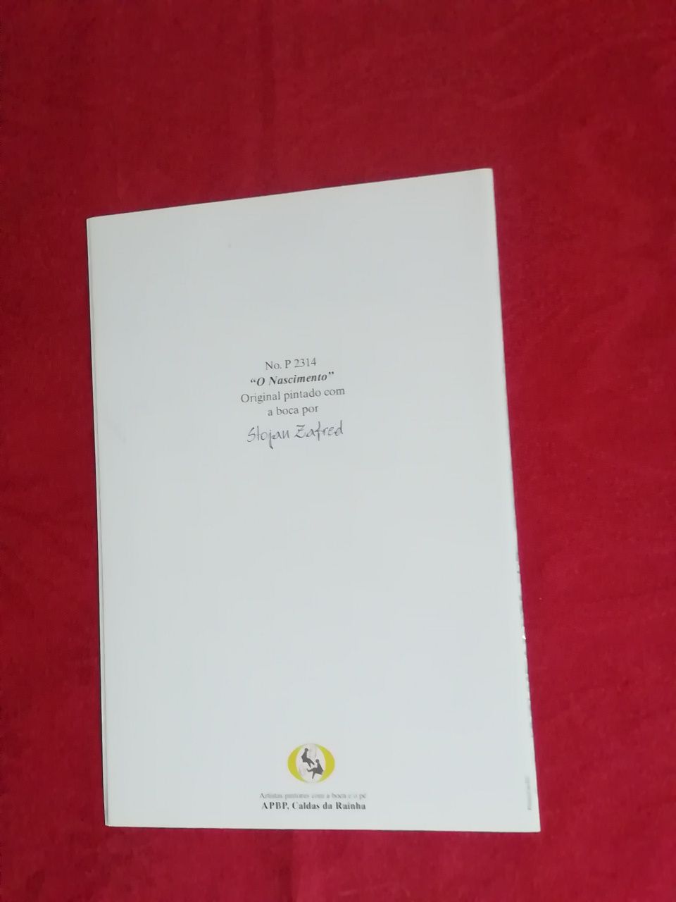 Postal de natal, pintado com a boca