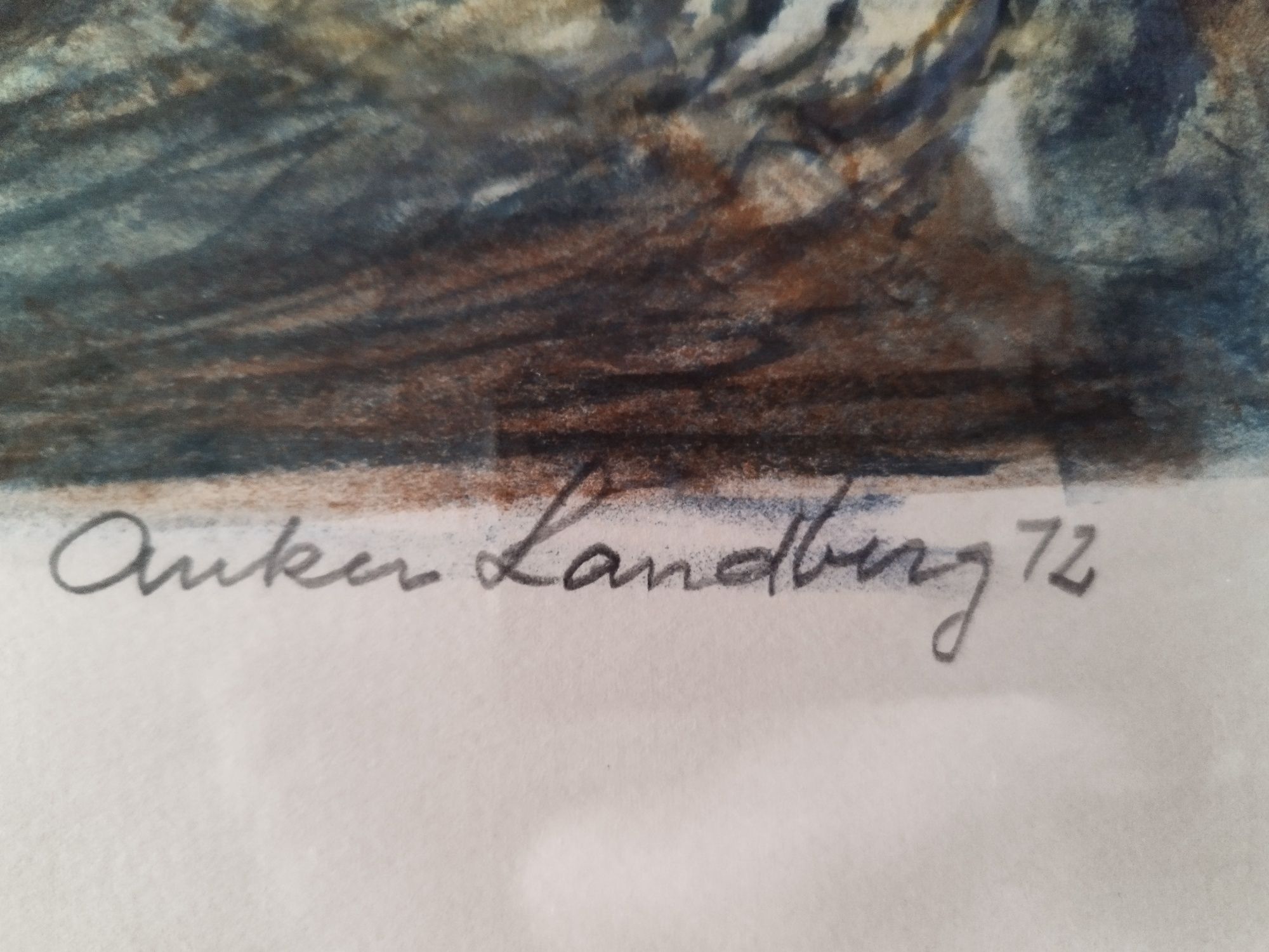 Litografia, obraz, rama Rybacy - Anker Landberg 1972