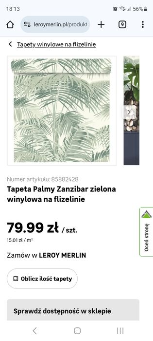 Tapeta Palmy Zanzibar zielona winylowa na flizelinie