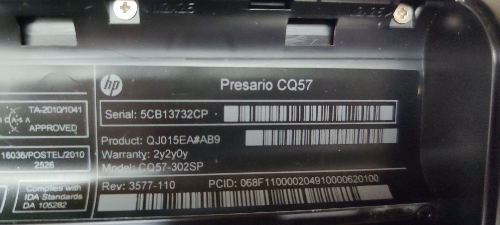 Portátil HP Presario CQ57 - Peças