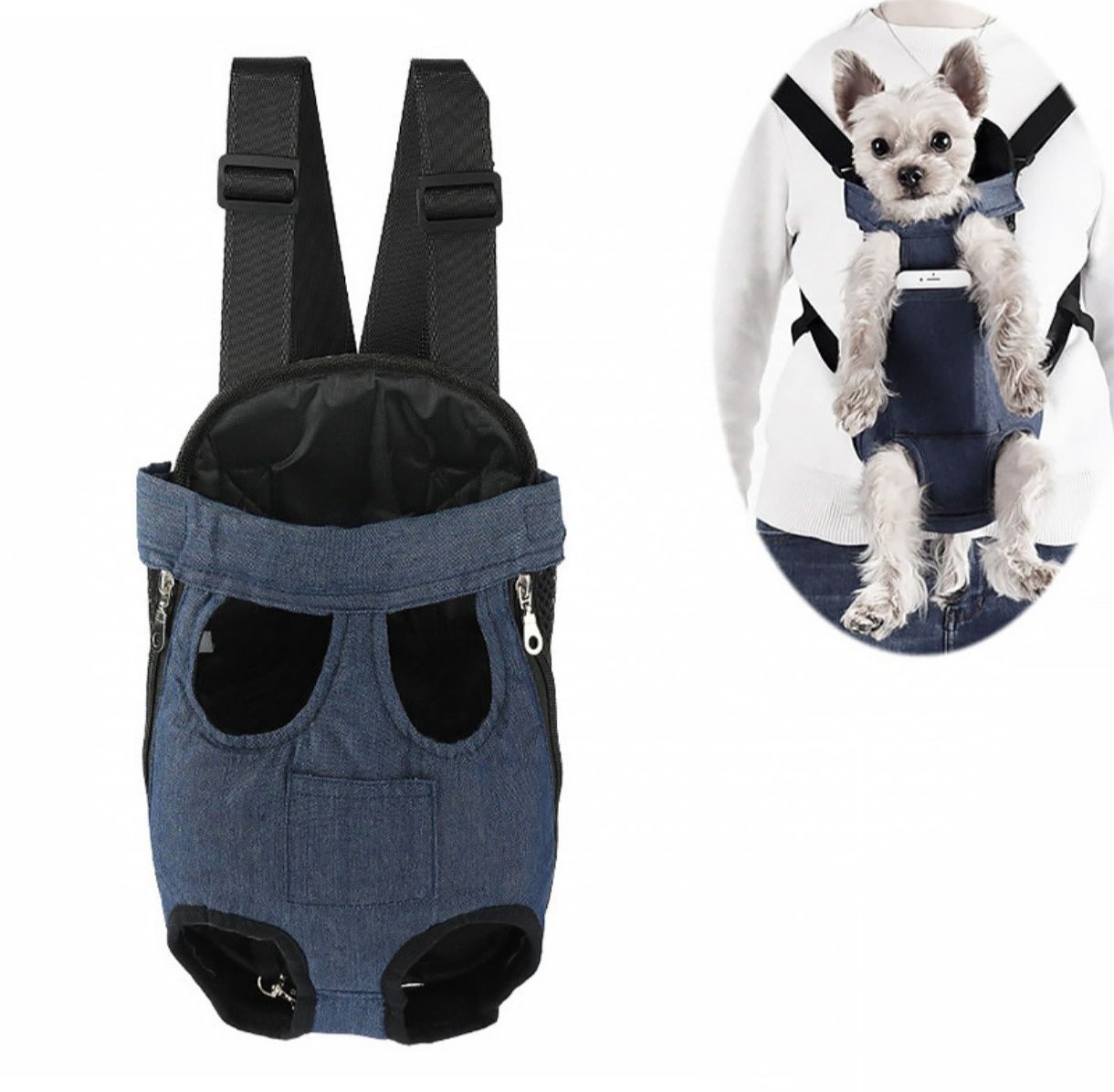 Рюкзак- кенгуру для животных Lesko  Dark Blue L для котов и собак
