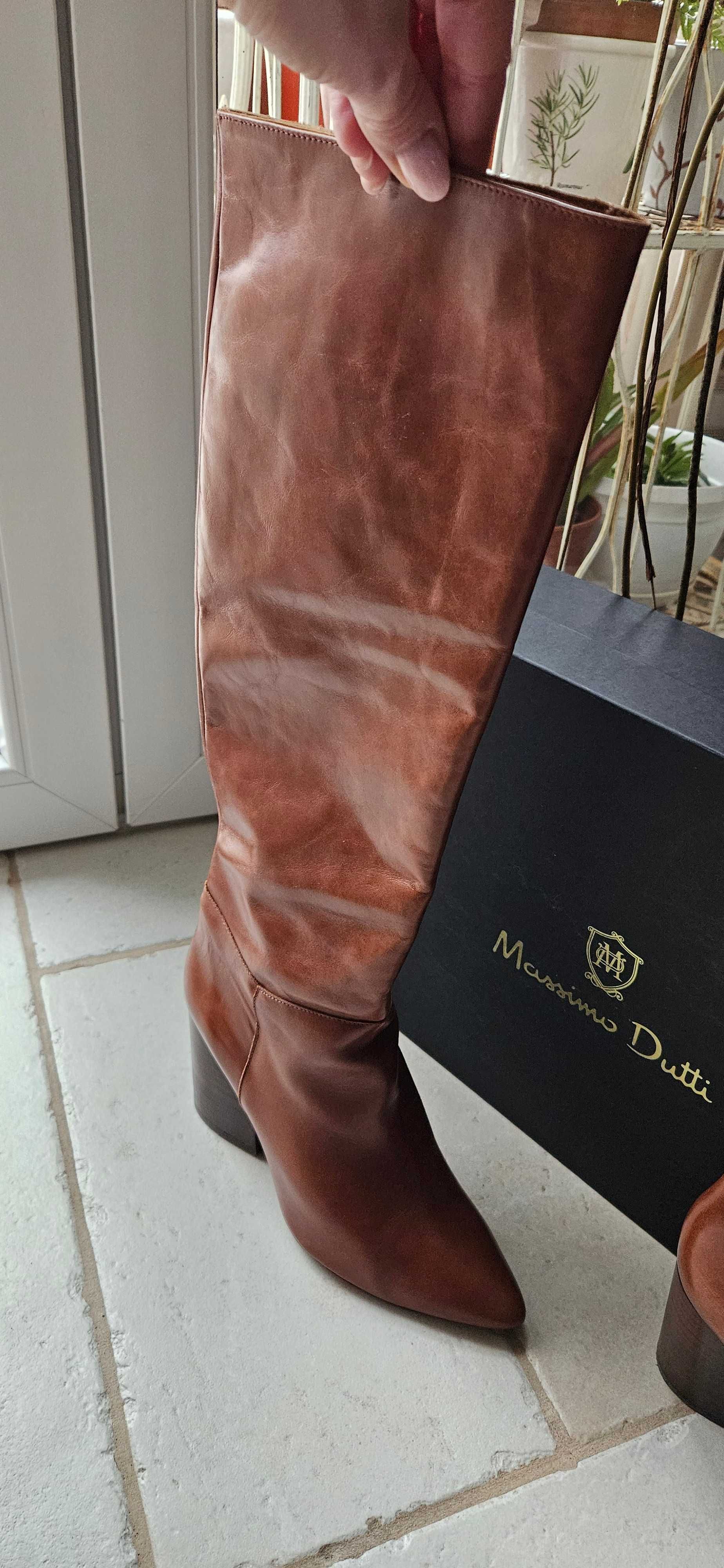 Kozaki Massimo Dutti prawdziwa skóra r 39