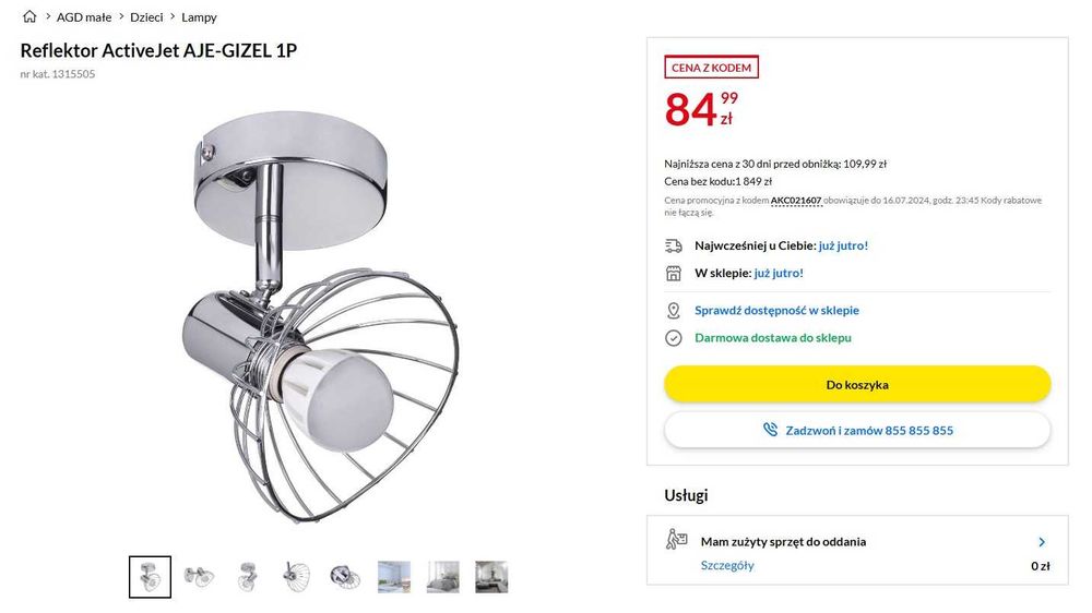 2x Reflektor LED ActiveJet AJE-GIZEL 1P pojedynczy dwie szt piękne