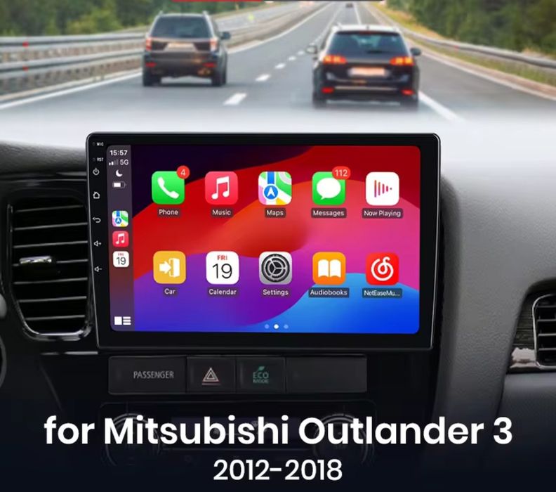 Rádio Mitsubishi Outlander 3 CARPLAY Android Auto Wi-Fi GPS Bluetooth