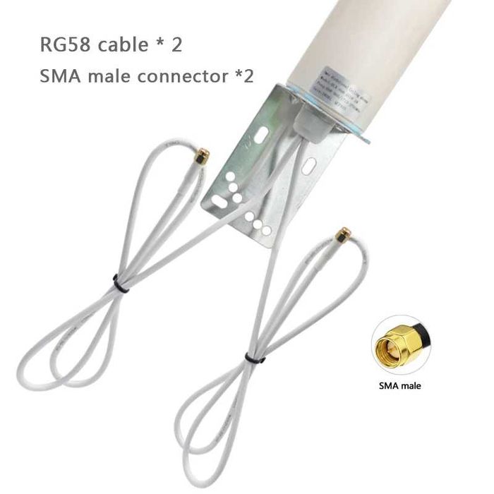 Антена 5G 4G LTE GSM (Dual Cable 8м, SMA male)