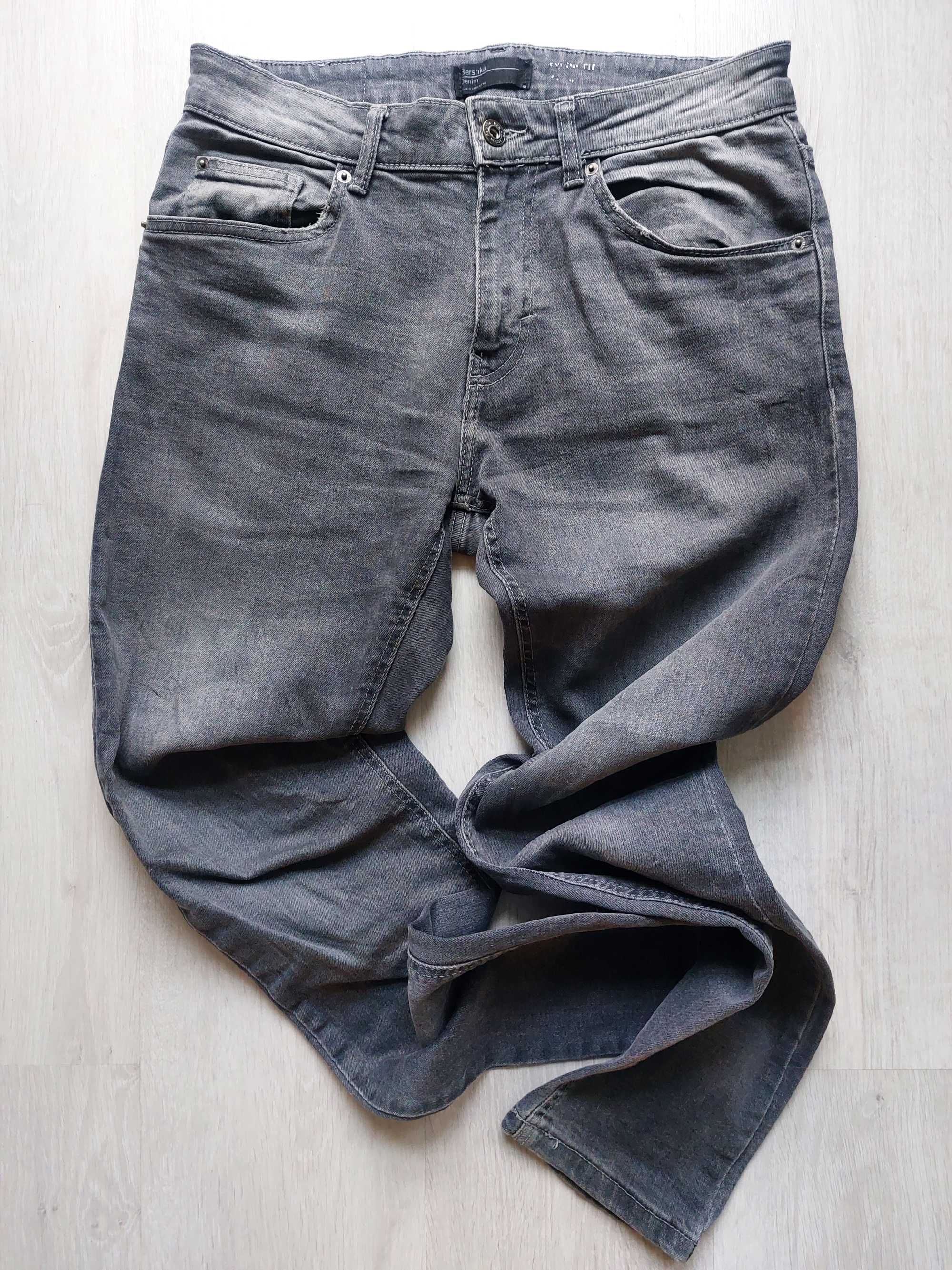 Szare jeansy Bershka Denim spodnie męskie dżinsy