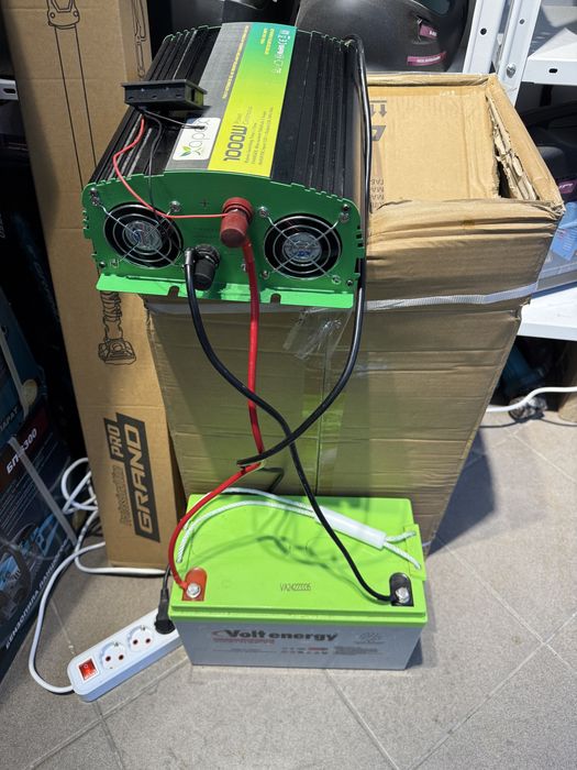 Гелевий акумулятор 100А 12В + інвертор 1кВт