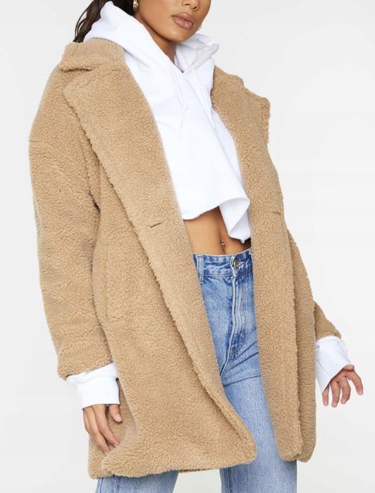 Płaszczyk przejściowy kurteczka pluszowa z misia 40 oversize