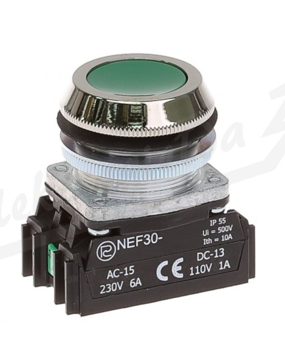 Przycisk sterowniczy NEF30 Kz2X zielony kryty 30mm 2NO