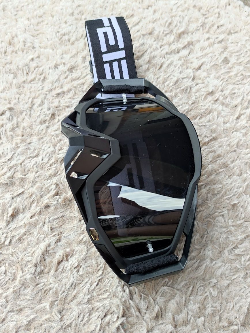 Czarne okulary gogle google motocyklowe Cross Quad Enduro Do kasku