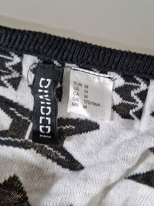 H&M Divided Żakardowy Kardigan Bez Zapięcia z Miękkiej Dzianiny Roz. M