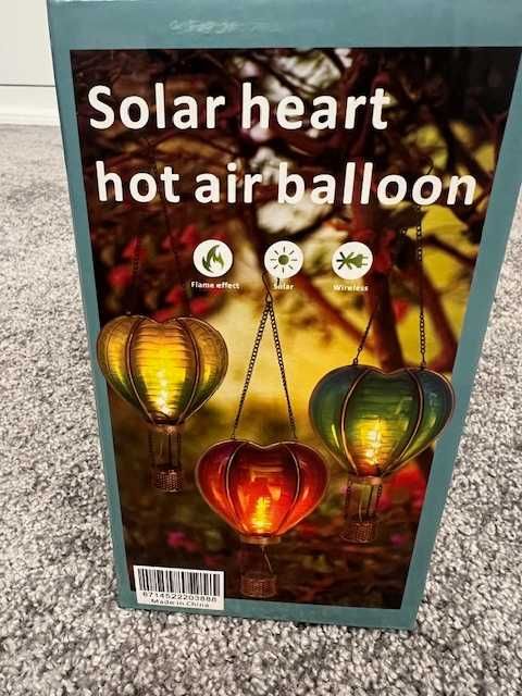 Dekoracyjna lampa solarna balon serce Nowa