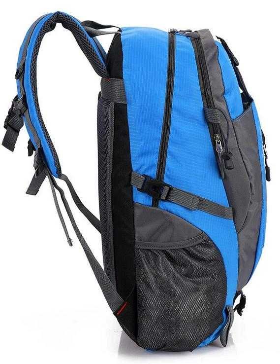 Nowy niebieski plecak turystyczny wodoodporny trekkingowy 30l 35l