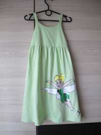 sukienka na szelkach limonkowa dzwoneczek 128 lato H&M bawełna