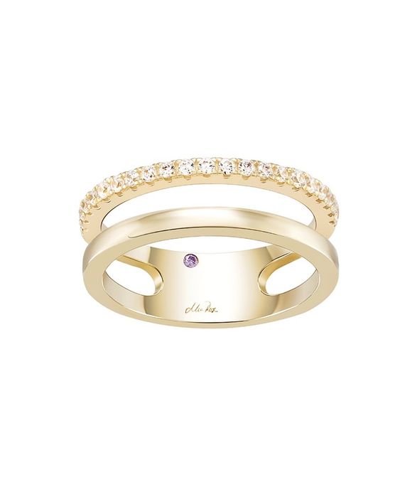 Anel Duplo Mia Rose Prata De Lei 925 e Banho De Ouro