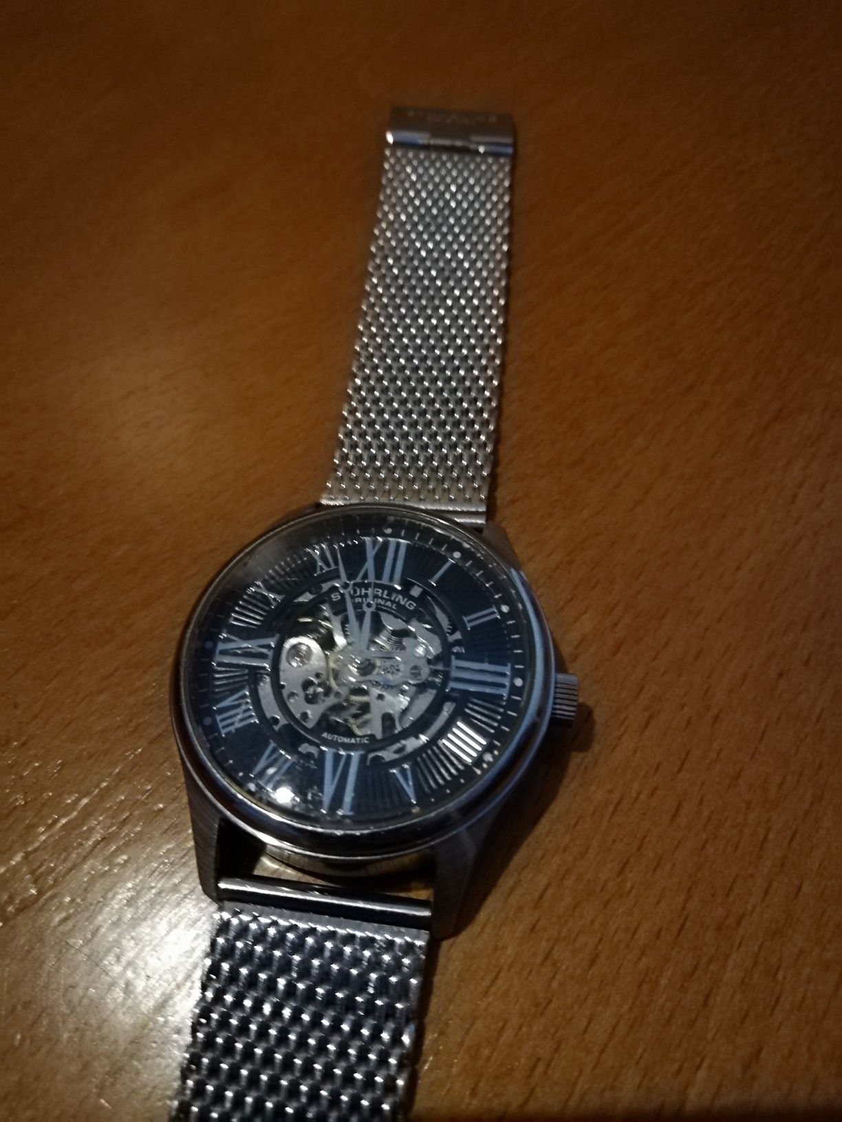 Relógio stuhrling automático movimento e de corda