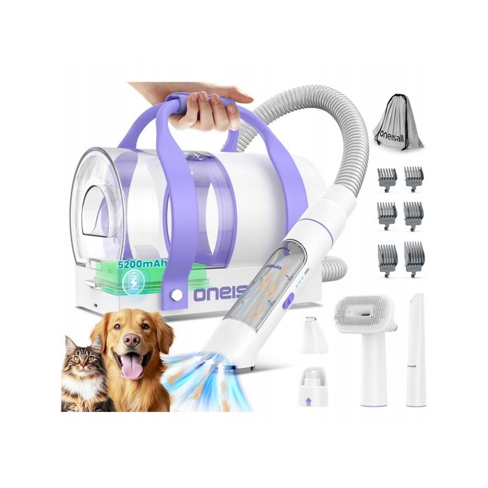 Oneisall Odkurzacz Bezprzewodowy Do Sierści Zwierząt 5200mah+ Maszynka