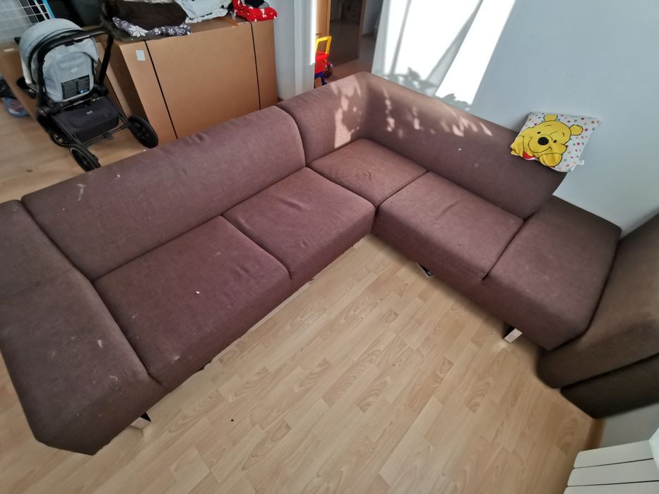 Brązowy narożnik duży, sofa