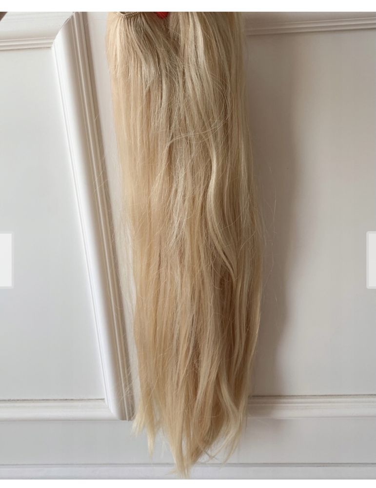 Włosy naturalne najlepsza jakość jasny blond 62 cm