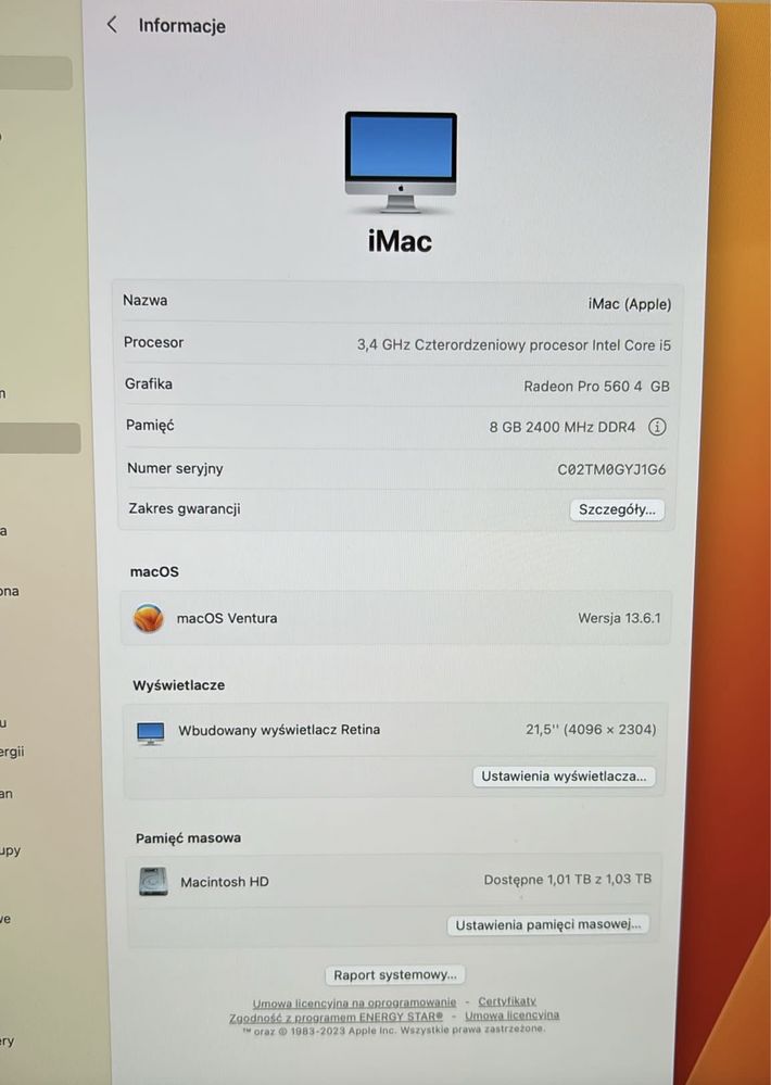 Apple iMac 21’ 2017