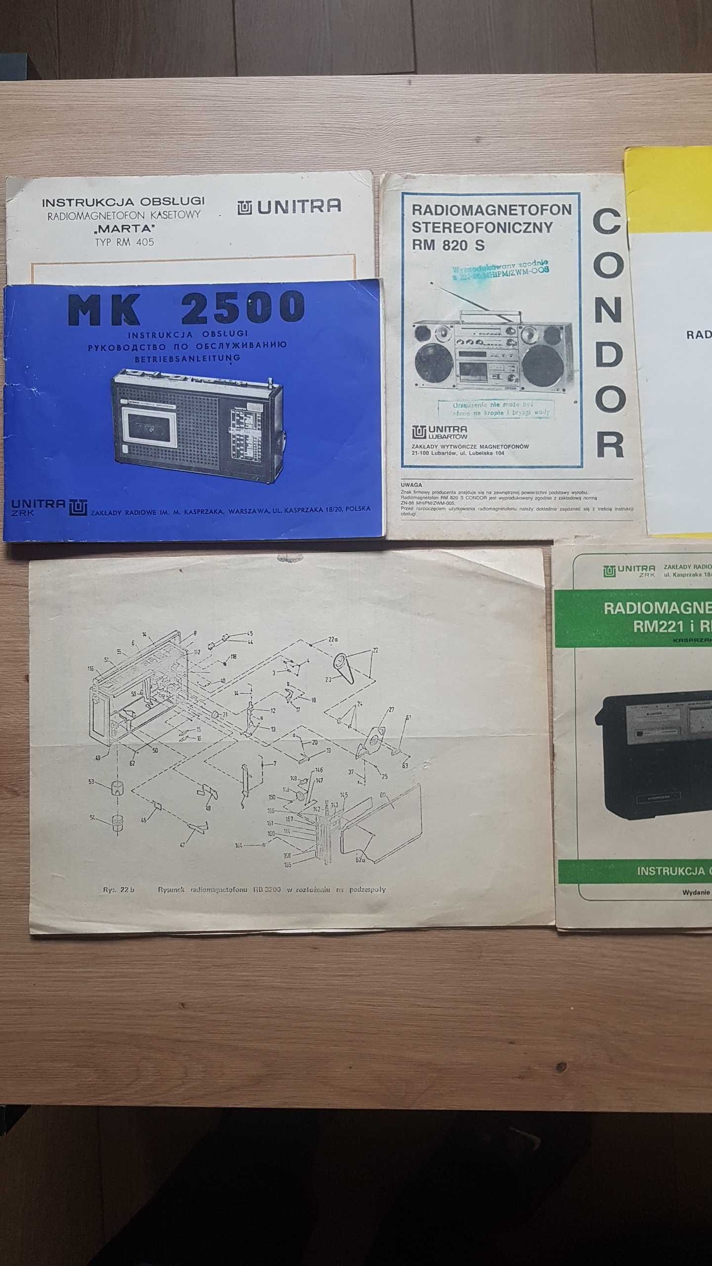 radiomagnetofon kasetowy Unitra /Eltra MK 2500A-DSU instr serw