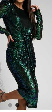 Sukienka kameleon zielona Okazja ! Cekiny śliczna