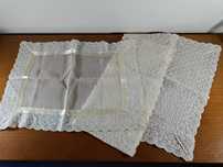 Conjunto napron /3 peças/ em tecido, tule e fita de setim