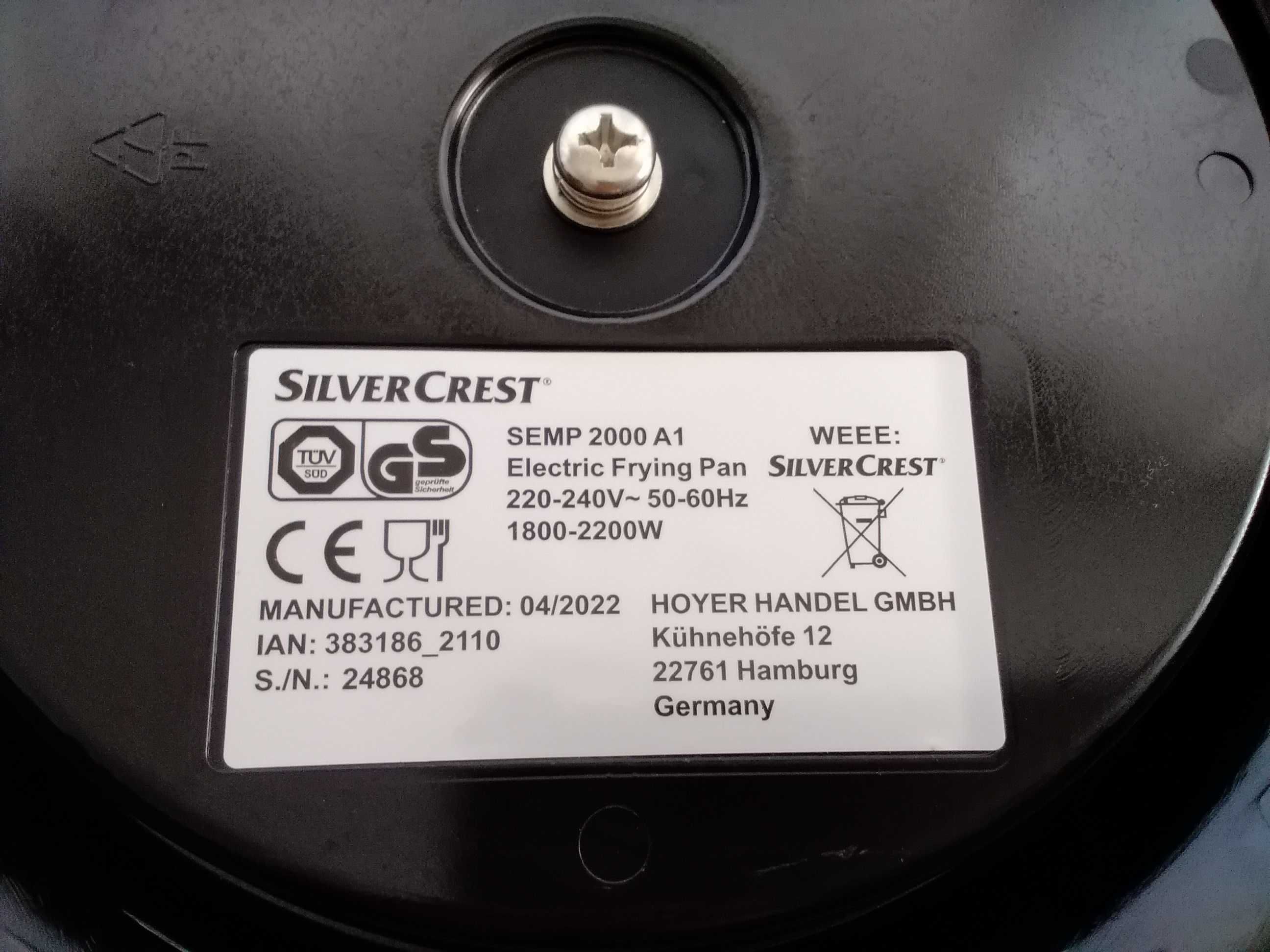 Frigideira Elétrica Silver Crest SEMP2000A1 35cm - Está Nova